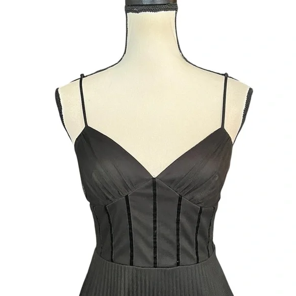 Vintage Betsey Johnson New York Sheer Mesh & Velvet Goth Vamp Corset Style Dress - Picture 3 of 9